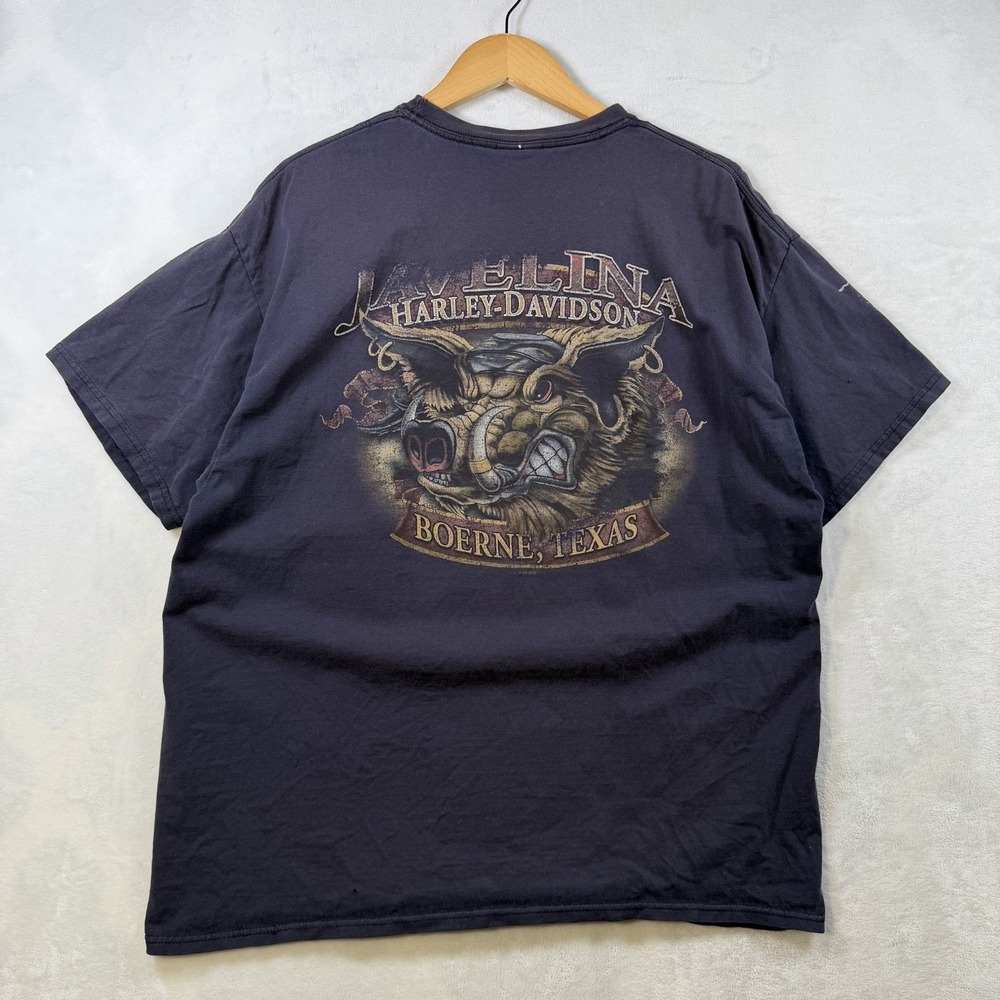 Harley Davidson Shirt Men Medium Black Boerne Texas Wild Hog Pig Biker Fireball